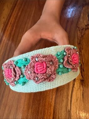 1-2 years old baby Floral  hand Embroidered Tiara